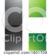 Black And Green Rectangular Glossy Letter C Icon
