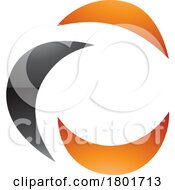 Black And Orange Glossy Crescent Shaped Letter C Icon