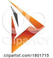 Black And Orange Glossy Spiky Triangular Letter D Icon