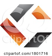 Black And Orange Glossy Square Letter C Icon Made Of Rectangles
