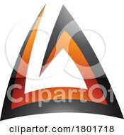 Black And Orange Glossy Triangular Spiral Letter A Icon