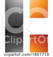 Black And Orange Rectangular Glossy Letter C Icon
