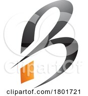 Poster, Art Print Of Black And Orange Slim Glossy Letter B Icon With Pointed Tips