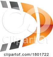Black And Orange Striped Glossy Letter D Icon