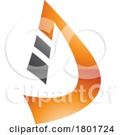 Poster, Art Print Of Black And Orange Glossy Curved Strip Shaped Letter D Icon