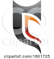 Black And Orange Glossy Half Shield Shaped Letter C Icon