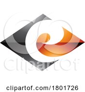 Black And Orange Glossy Horizontal Diamond Shaped Letter E Icon