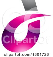 Poster, Art Print Of Black And Magenta Curved Glossy Spiky Letter D Icon