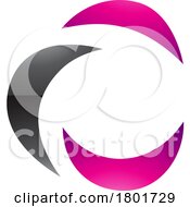 Black And Magenta Glossy Crescent Shaped Letter C Icon