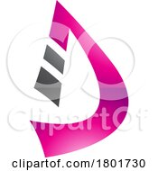 Poster, Art Print Of Black And Magenta Glossy Curved Strip Shaped Letter D Icon