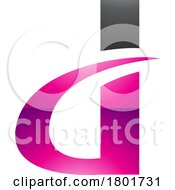 Poster, Art Print Of Black And Magenta Glossy Curvy Pointed Letter D Icon
