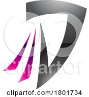 Black And Magenta Glossy Letter D Icon With Tails