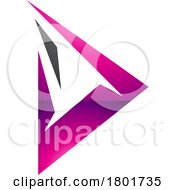 Poster, Art Print Of Black And Magenta Glossy Spiky Triangular Letter D Icon