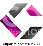 Poster, Art Print Of Black And Magenta Glossy Square Letter C Icon Made Of Rectangles