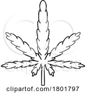 Cartoon Clipart Black And White Marijuana Leaf by lineartestpilot