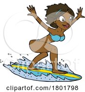 Poster, Art Print Of Cartoon Clipart Surfing Woman
