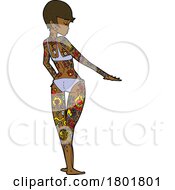 Poster, Art Print Of Cartoon Clipart Tattooed Woman Modeling A Bikini