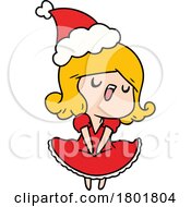 Cartoon Clipart Girl Or Woman Singing Christmas Carols by lineartestpilot