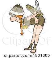 Cartoon Clipart Viking Woman Bending Over To Kiss