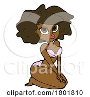 Poster, Art Print Of Cartoon Clipart Pinup Woman In Lingere