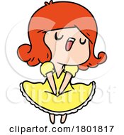 Cartoon Clipart Kawaii Girl Singing by lineartestpilot