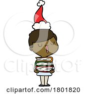 Cartoon Clipart Bookworm Christmas Boy by lineartestpilot