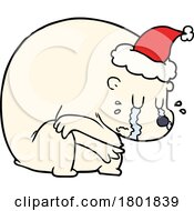 Poster, Art Print Of Cartoon Clipart Crying Christmas Polar Bear