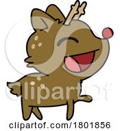Cartoon Clipart Red Nosed Reindeer by lineartestpilot