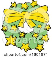 Poster, Art Print Of Cartoon Clipart Christmas Wreath With Stars