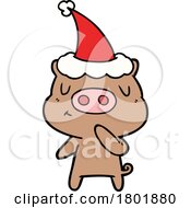 Cartoon Clipart Christmas Pig by lineartestpilot