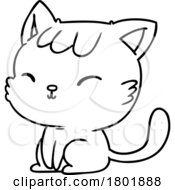 Poster, Art Print Of Cartoon Clipart Cat In Black And White