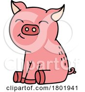 Cartoon Clipart Happy Sitting Pig by lineartestpilot