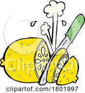 Cartoon Clipart Knife Slicing A Squirting Lemon