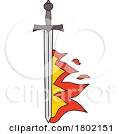 Poster, Art Print Of Cartoon Clipart Sword With Flames