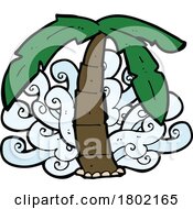 Poster, Art Print Of Cartoon Clipart Palm Tree And Waves