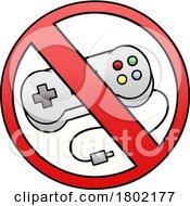 Poster, Art Print Of Cartoon Clipart Video Game Controller In A No Gaming Symbol