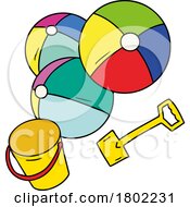 Poster, Art Print Of Cartoon Clipart Beach Bucket And Balls