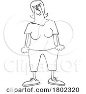 Cartoon Black And White Clipart Of A Mad Woman