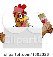 Chicken Painter Decorator Paint Brush Mascot
