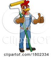 Poster, Art Print Of Rooster Painter Decorator Paint Roller Mascot