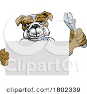 Poster, Art Print Of Bulldog Mechanic Plumber Spanner Wrench Handyman