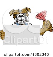 Poster, Art Print Of Plumber Bulldog Plunger Cartoon Plumbing Mascot