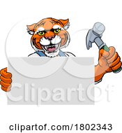Tiger Hammer Cartoon Mascot Handyman Carpenter