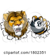 08/29/2023 - Lion Angry Pool 8 Ball Billiards Mascot Cartoon