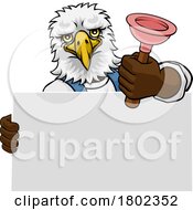 Poster, Art Print Of Plumber Eagle Plunger Cartoon Plumbing Mascot
