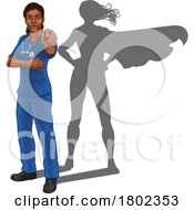 Poster, Art Print Of Super Hero Black Woman Doctor Or Nurse Pointing