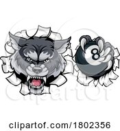 08/29/2023 - Wolf Angry Pool 8 Ball Billiards Mascot Cartoon