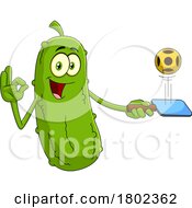 Cartoon Clipart Pickleball Pickle Mascot With A Paddle