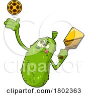 Poster, Art Print Of Cartoon Clipart Pickleball Pickle Mascot With A Paddle
