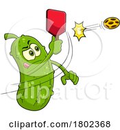 Poster, Art Print Of Cartoon Clipart Pickleball Pickle Mascot Swinging